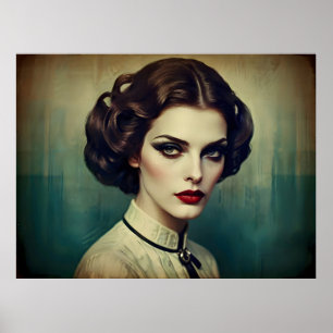 Vintage retro woman poster