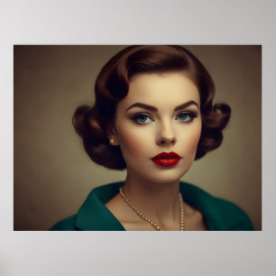 Vintage retro woman poster