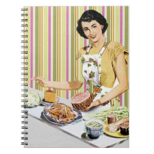 Vintage, Retro Woman Recipe Book