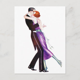 Vintage Retro Woman Women Deco Dancers Postcard