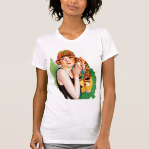 Vintage Retro Women 20s Deco Flapper Girl Pin Up T-Shirt