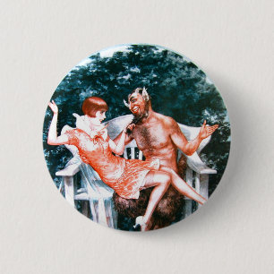 Vintage Retro Women French Devil and The Lady 6 Cm Round Badge
