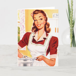 Vintage Retro Women Kitsch 50s Kitchen Magic Card