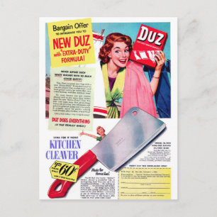 Vintage Retro Women Kitsch Duz Ad, Free Cleaver! Postcard