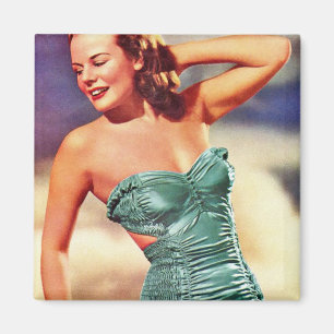 Vintage Retro Women Kitsch Forties Swimsuit Girl Magnet
