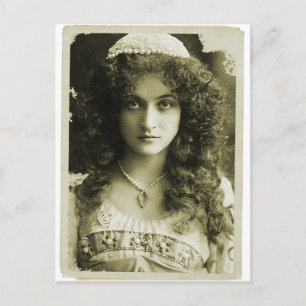 Vintage Retro Women Sepia Portrait 20s Woman Postcard