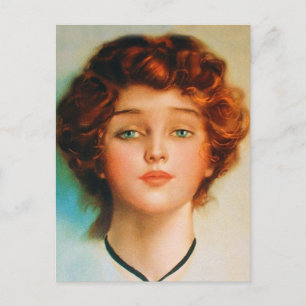Vintage Retro Women Thirties Beauty Portrait Postcard