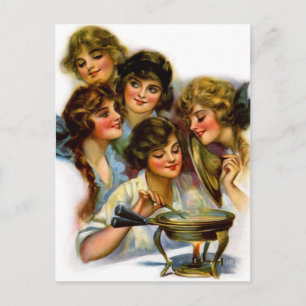 Vintage Retro Women Victorian Gibson Girl Girls Postcard