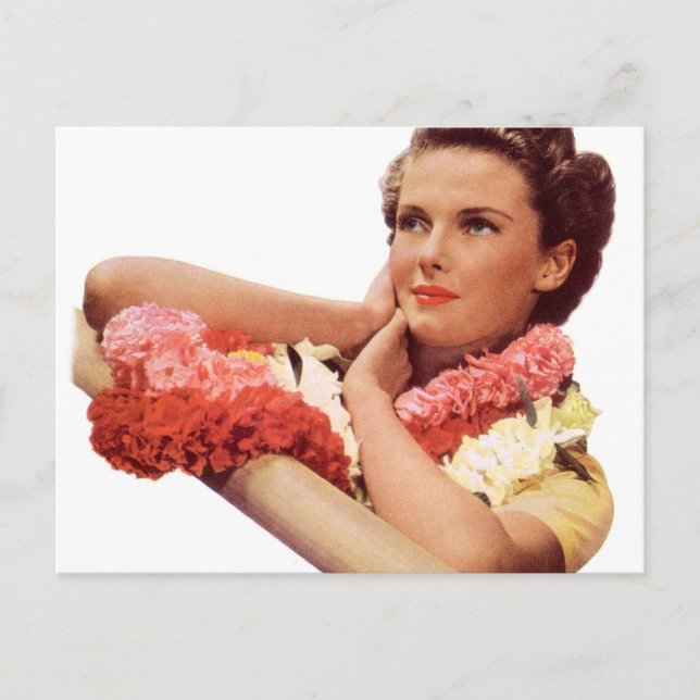 Vintage Retro Women Woman Hawaii Vacation Postcard (Front)