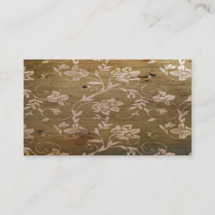 Vintage Retro Wood with Elegant Flowers Business Card