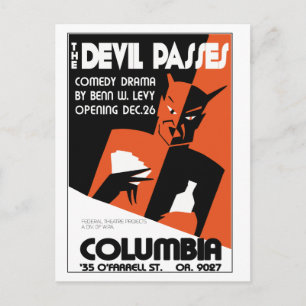 Vintage retro WPA The Devil theatre play Postcard