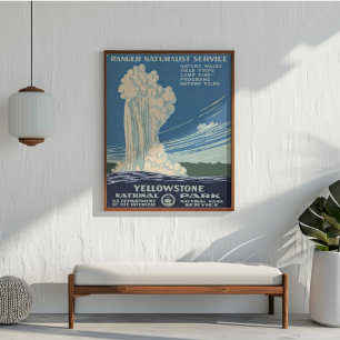 Vintage Retro Yellowstone National Park Travel Poster