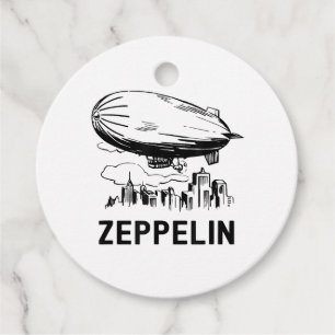 Vintage Retro Zeppelin - Dirigible Airship Sketch Favour Tags