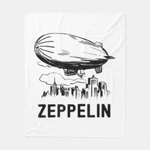 Vintage Retro Zeppelin - Dirigible Airship Sketch Fleece Blanket