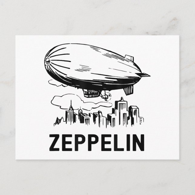 Vintage Retro Zeppelin - Dirigible Airship Sketch Holiday Postcard (Front)