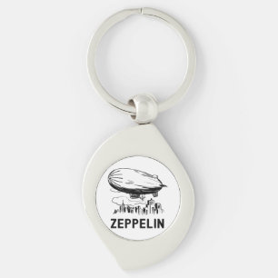 Vintage Retro Zeppelin - Dirigible Airship Sketch Key Ring