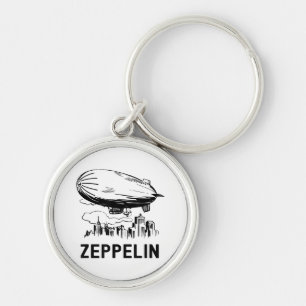 Vintage Retro Zeppelin - Dirigible Airship Sketch Key Ring