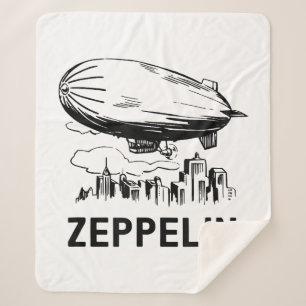 Vintage Retro Zeppelin - Dirigible Airship Sketch Sherpa Blanket