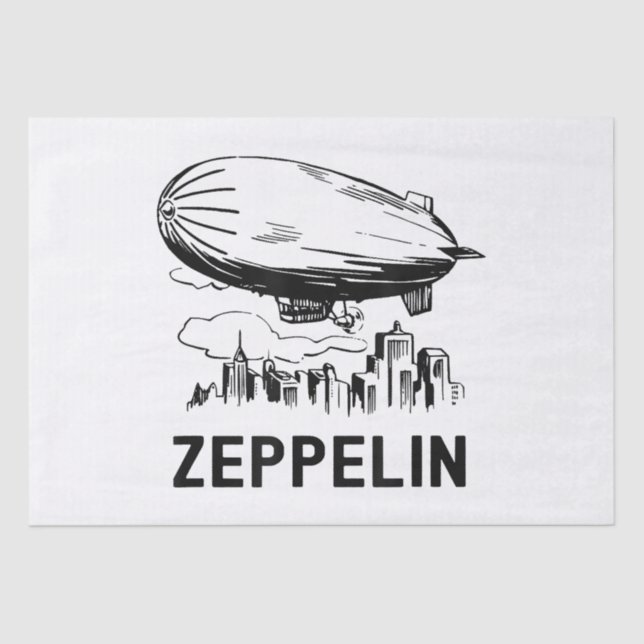 Vintage Retro Zeppelin - Dirigible Airship Sketch Tissue Paper (Front)