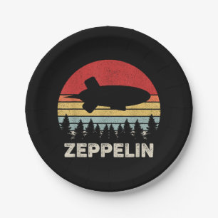 Vintage Retro Zeppelin Shirt Dirigible Airship Paper Plate