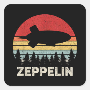 Vintage Retro Zeppelin Shirt Dirigible Airship Square Sticker