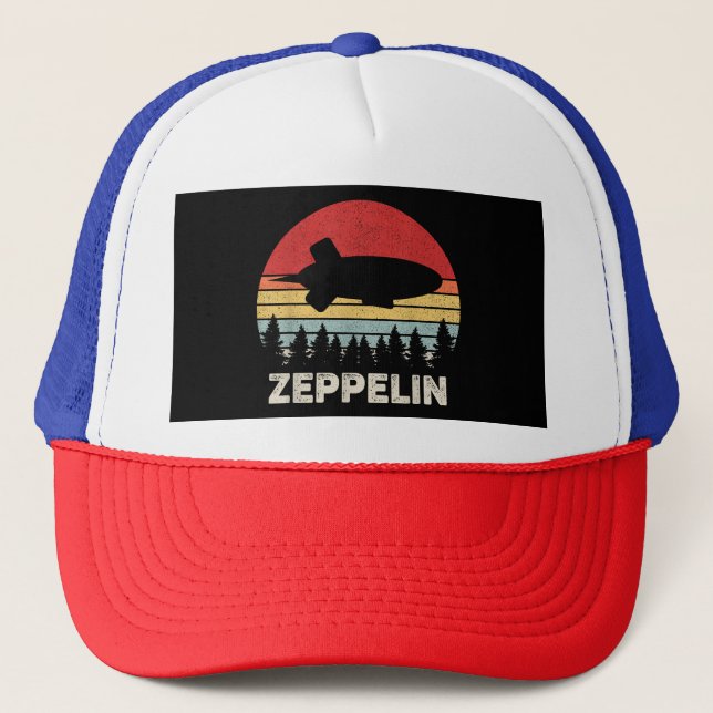 Vintage Retro Zeppelin Shirt Dirigible Airship Trucker Hat (Front)