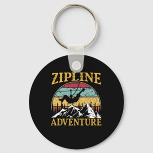 Vintage Retro Zipline Adventure Matching Zipline Key Ring