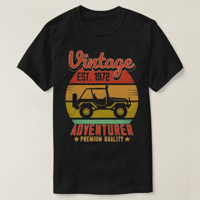 Vintage RetroAdventurer Est 1972 Birthday Gift T-Shirt (Design Front)