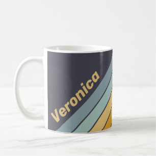 Vintage Retrograde Rainbow Stripes with Name Coffee Mug