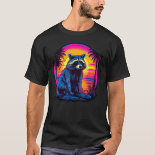 Vintage Retrowave Synthwave 80s Vaporwave Racoon T-Shirt