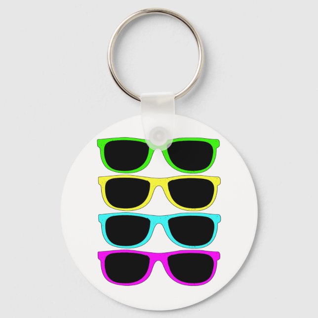 Vintage Rgb Fluo Sunglasses Key Ring (Front)