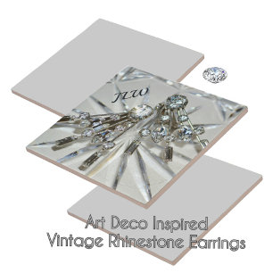 Vintage Rhinestone Art Deco Elegant Retro Glam Ceramic Tile
