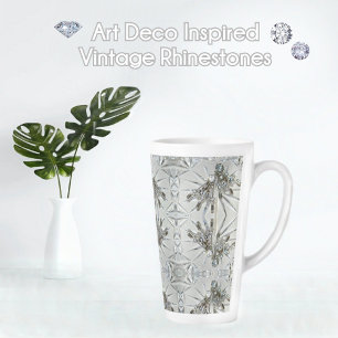 Vintage Rhinestone Elegant Art Deco Latte Mug