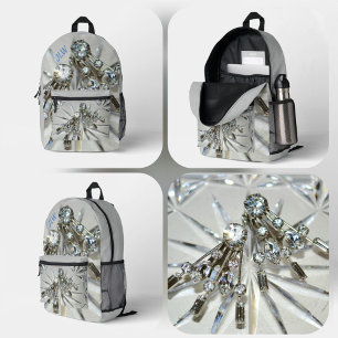 Vintage Rhinestone Glam with Personalised Initials Printed Backpack
