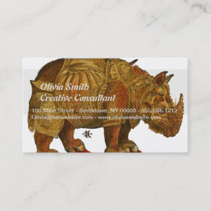 Vintage Rhino Durer's Rhinoceros Antique Business Card
