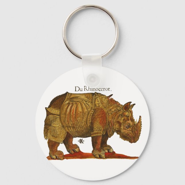 Vintage Rhino Durer's Rhinoceros Antique Key Ring (Front)