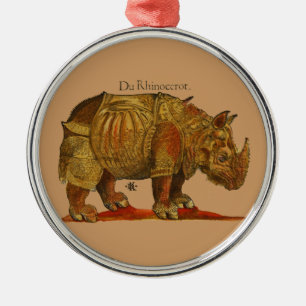 Vintage Rhino Durer's Rhinoceros Antique Metal Tree Decoration