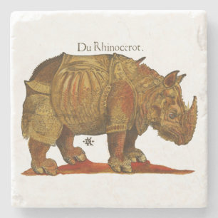Vintage Rhino Durer's Rhinoceros Antique Stone Coaster