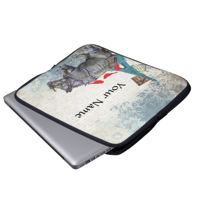 Vintage rhino laptop sleeve (Front Bottom)