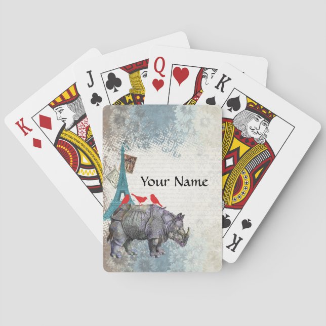 Vintage rhino playing cards (Back)