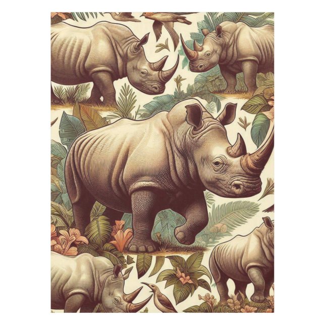 Vintage Rhino Seamless Tablecloth (Front)