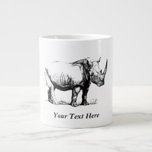 Vintage Rhinoceros Illustration, Animal Large Coffee Mug