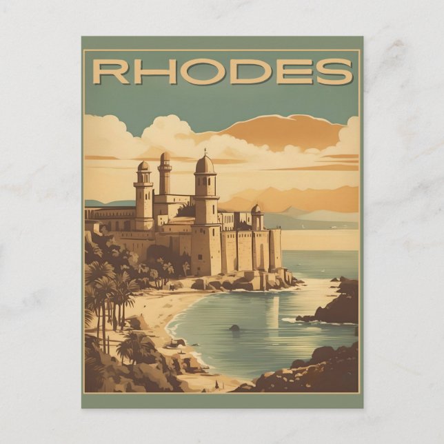 Vintage Rhodes Greece - Rhodes Island greece trip Postcard (Front)