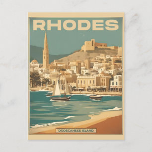 Vintage Rhodes Greece - Rhodes Island greece trip Postcard
