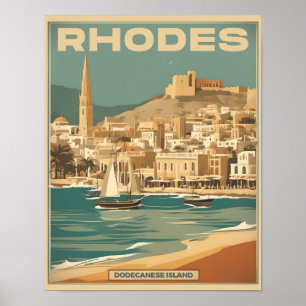 Vintage Rhodes Greece - Rhodes Island greece trip Poster
