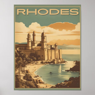 Vintage Rhodes Greece - Rhodes Island greece trip Poster