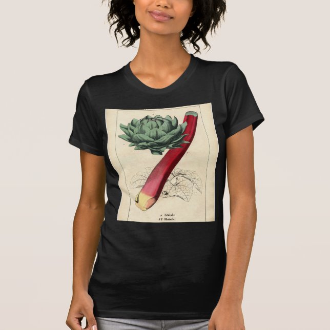 Vintage Rhubarb Botanical Print T-Shirt (Front)