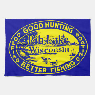 Vintage Rib Lake Wisconsin Tea Towel