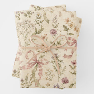 Vintage Ribbon Bows Cottagecore Wrapping Paper