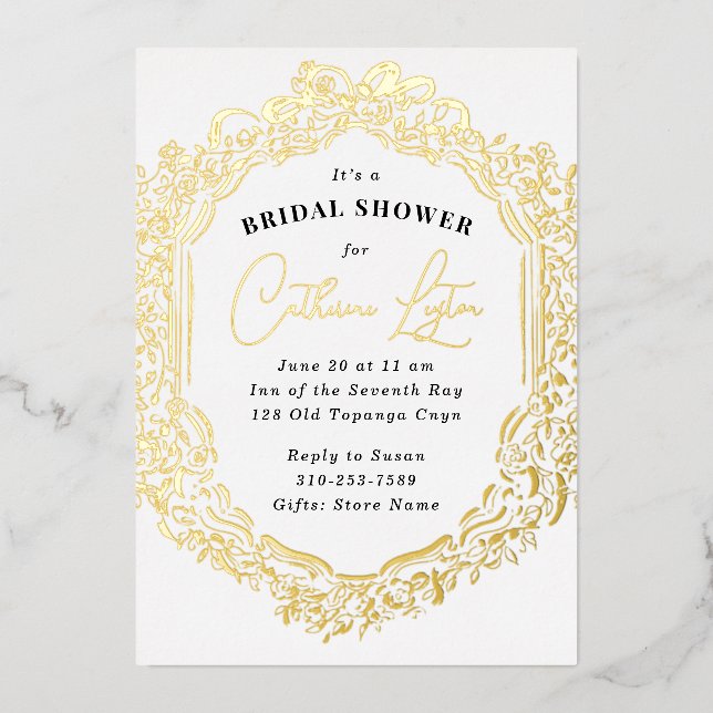 Vintage Ribbon Gold Bridal Shower (Front)